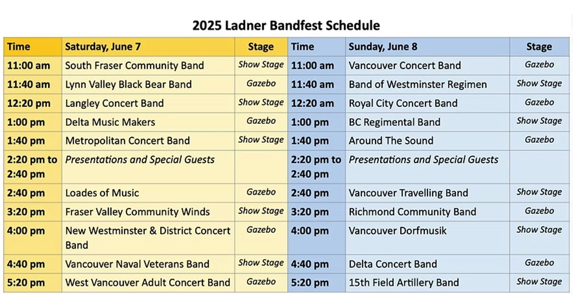 2025 Bandfest Schedule